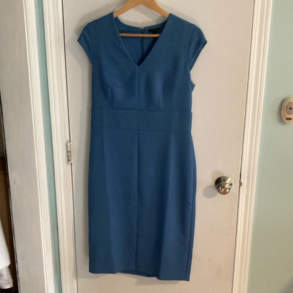 Ann Taylor Blue V-Neck Midi Dress